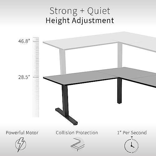 VIVO Electric Height Adjustable L-Shaped Corner Stand Up Desk, Gray Table Top, Black Frame - 3CT Series