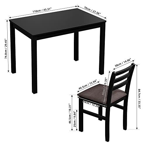 Uneeruiqy 5-Piece Dining Table Chair Set with Upholstered Tufted Chairs