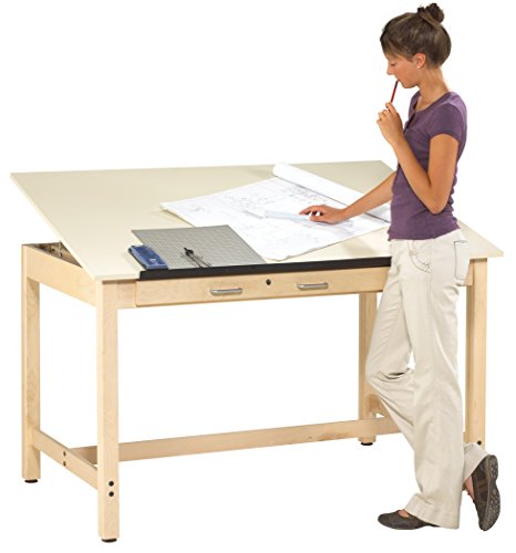 Diversified Woodcrafts IDT-102 Instructors Art and Drafting Table with Dovetailed Drawers and Plastic Laminate Top, 60" Width x 37" Height x 37-1/2" Depth