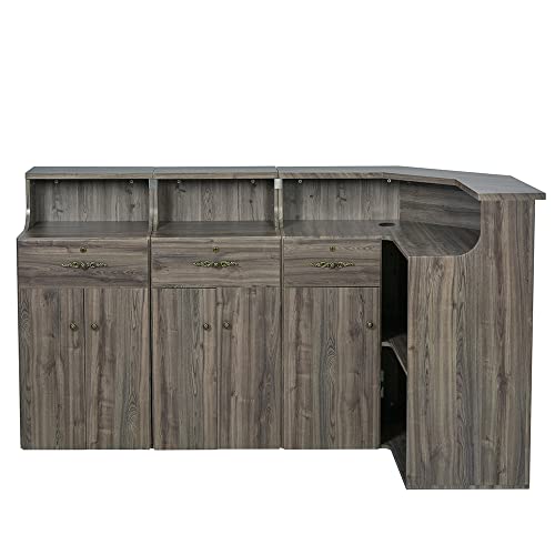 Dir Reception Desk Valencia Combination in Rustic Teak with Lights