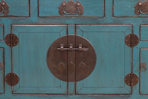Lschool Blue Lacquered Tianjin Credenza - Handcrafted Storage Cabinet