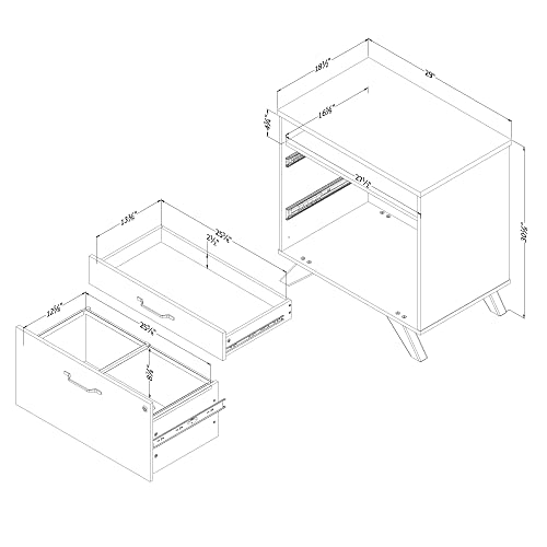 South Shore Helsy 2-Drawer Lateral File Cabinet in Soft Elm and White
