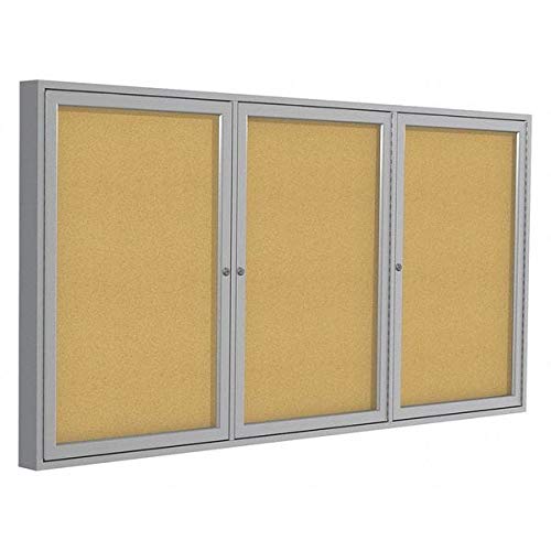 Enclosed Cork Bulletin Board 36x72", 3 Door