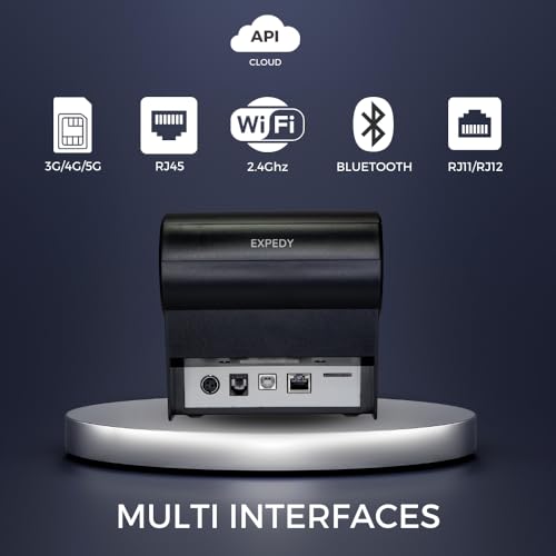 EXPEDY - DoorDash 80mm Receipt Printer - Bluetooth/WiFi/USB - ESC POS Commands - Auto Cutter - Support Cash Drawer - Kitchen