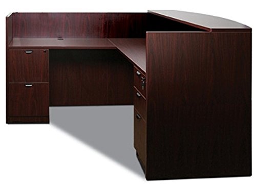 Offices To Go L Shaped Reception Desk W/Transaction Top 71"W X 30"D X 42"H Reception Return 42"W X 24"D X 42"H - American Espresso