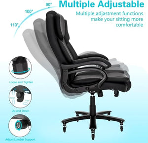 Indulgear Big and Tall Office Chair 500LBS, Adjustable Lumbar Support, Heavy Duty Metal Base