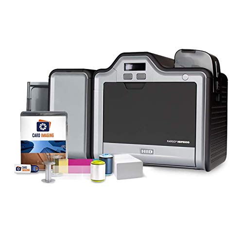 Fargo HDP5000 Dual Side w/Mag Encoder ID Card Printer & Supplies Bundle with Card Imaging Software 89013