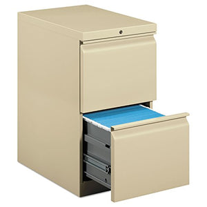 HON Efficiencies Mobile Pedestal File with Two File Drawers, Putty - 22-7/8d