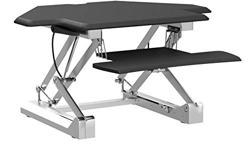 Seville Classics airLIFT Workstation Ergonomic Dual Monitor Riser with Keyboard Tray and Phone/Tablet Holder, Corner (43"), Black