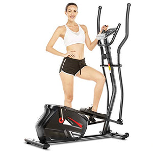 FUNMILY Elliptical Machine, Cross Trainer Cardio Fitness Equipment with 10 Level Magnetic Resistance, LCD Monitor, 390 LBs Max Weight for Home Gym Use (EM530) (Black)