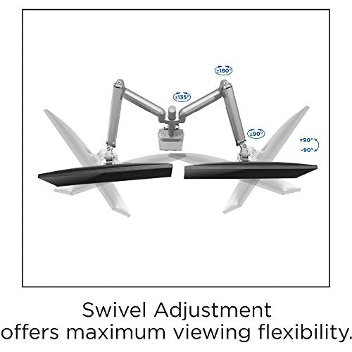 Lorell 99803 USB Pole Dual Monitor Mounting Arm, Gray