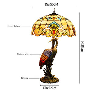 MANHONG Tiffany Style Female Bird Desk Lamp 20" Yellow Glass Lampshade