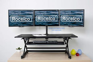 Rocelco 46" Large Height Adjustable Standing Desk Converter, Quick Sit Standup Triple Monitor Riser, Gas Spring Assist Computer Workstation, Retractable Keyboard Tray, (R DADRB-46), Black