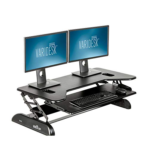VARIDESK - Height Adjustable Standing Desk Converter - Stand Up Desk for Dual Monitors and Cubicles - Cube Plus 40