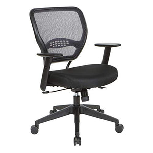 Office Star Space Seating 55 Series 24/7 Elite Ergonomic Office Chair with Breathable Air Grid Back, Lumbar Support, Memory Foam Seat, Icon Black Fabric