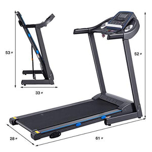 GYMAX Folding Treadmill, Electric Motorized Running/Walking Machine with LCD Display, Heavy Duty Exercise Machine for Home/Gym