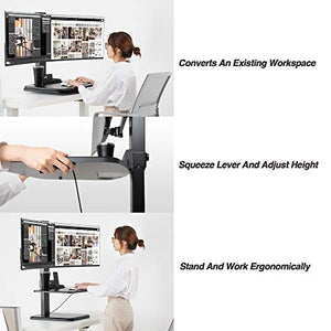AVLT Dual 32" Monitor Gas Spring Height Adjustable Standing Desk Converter with 28"x 18.9" Spacious Worksurface Sit to Stand Table Sturdy Small Footprint
