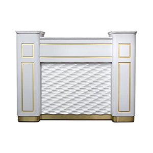 MAYAKOBA NAPA Reception Desk with LED Light, Marble Top - White/Gold