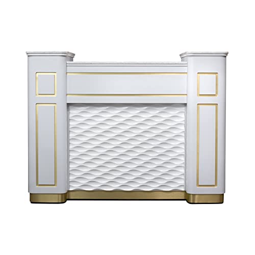 MAYAKOBA NAPA Reception Desk with LED Light, Marble Top - White/Gold