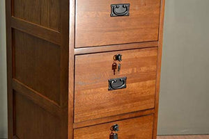 Crafters and Weavers Mission Solid Oak 4-Drawer File Cabinet with Locks - Set of 2