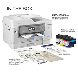 Brother MFC-J6945D INKvestment Tank Wireless Color Inkjet All-in-One Printer - Print Copy Scan Fax - Duplex Printing, 11” x 17” Scan Glass, 22 ppm, Up to 1-Year of Ink in-Box, BROAGE Printer Cable