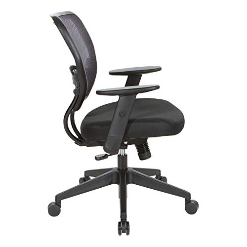 Office Star Space Seating 55 Series 24/7 Elite Ergonomic Office Chair with Breathable Air Grid Back, Lumbar Support, Memory Foam Seat, Icon Black Fabric