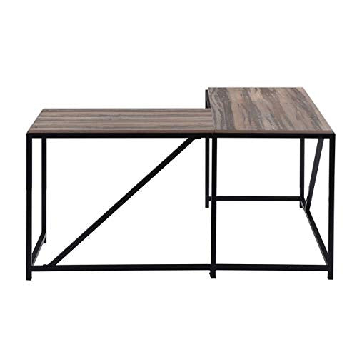 BRLUCKY PlazaL Shaped Computer Desk Metal Sturdy Corner Desk for Home Office, Industrial Writing Workstation 58.3 x 49.6 Inch Good Day for You