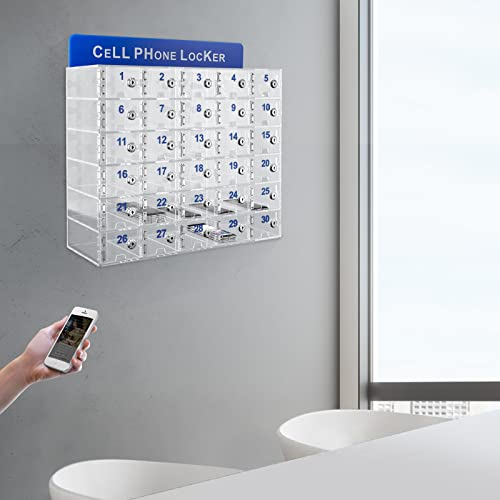 CNCEST 30 Slots Wall-Mounted Cell Phone Storage Locker Box with Door Locks