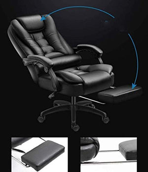 KouRy High Back Leather Executive Office Chair with Flip-up Arms and Adjustable Tilt Angle - Black