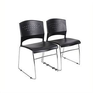 Scranton & Co Black Stacking Office Chair Set (5-Pack)