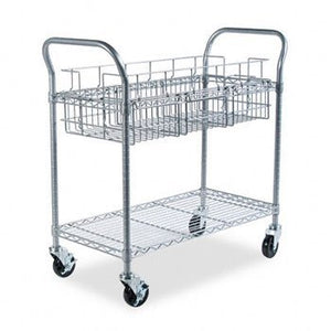 Safco Wire Mail Cart 600-lb Cap 18-3/4w x 39d x 38-1/2h Metallic Gray