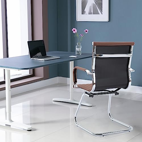 BESTANO Office Guest Chairs Set of 6 - Modern Mid Back PU Leather Reception Chairs