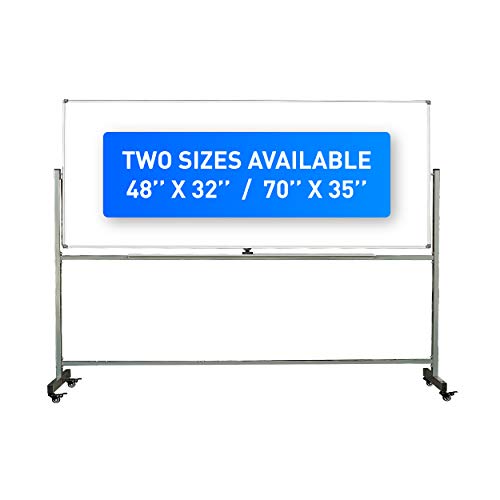 Rolling Whiteboard - 70" X 35"- Mobile Whiteboard Dry Erase Board & Double Sided with Stand- Rolling White Board on Wheels for School, Home, Office, Classroom, Homeschool