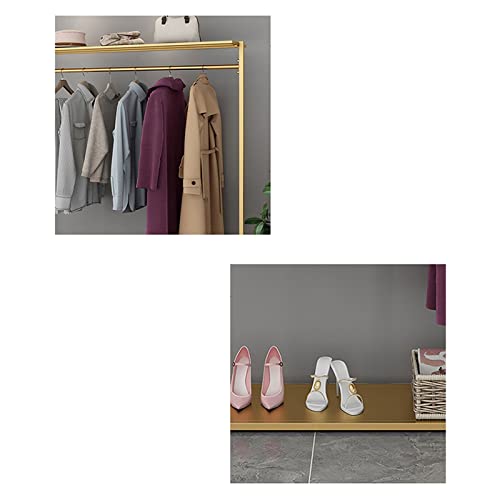 BinOxy Free Standing Coat Rack Heavy Duty Multifunctional Shelf (Gold, Size L)