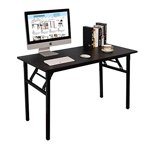 Need Computer Desk Office Desk 47 inches Folding Table with BIFMA Certification Computer Table Workstation No Install Needed, Black Brown
