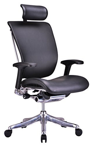 GM Seating Enklave Genuine Leather Ergonomic Office Chair - Lumbar Support, Modern Executive Chair - Black