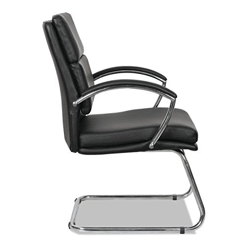 Alera NR4319 Neratoli Series Slim Profile Guest Chair, Black Soft Leather/Chrome Frame