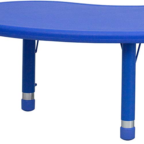Flash Furniture 35''W x 65''L Half-Moon Blue Plastic Height Adjustable Activity Table
