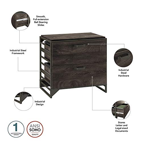 Bush Furniture Refinery 2 Person Workstation, Dark Gray Hickory