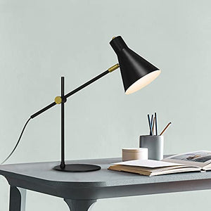 None Metal Desk Lamp, Eye-Caring Table Lamp with Flexible Goose Neck (Black)