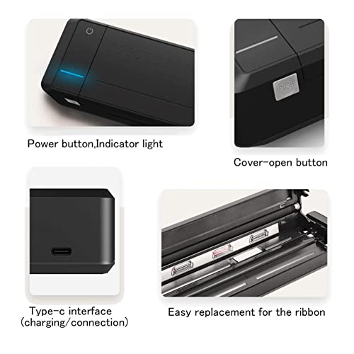 Portable a4 Printer Bundle Set-HPRT Mobile Thermal Printer and Ribbon, Support a4 Paper and US Letter Paper for Wireless Printing with Home Office, Outdoor Working, Cars and tra