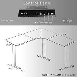 VIVO Electric Height Adjustable L-Shaped Corner Stand Up Desk, Dark Walnut Table Top - E3C Series