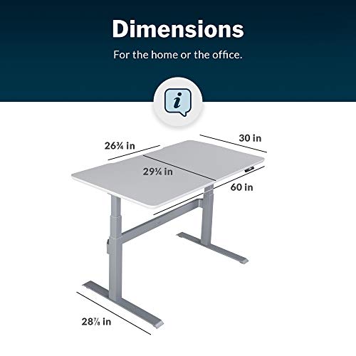 Vari Electric Standing Desk 60 (2019 Model) - Sit to Stand Desk - 3 Button Memory Settings - Includes Crossbar w/Cable Management Tray (60, White w/Crossbar)