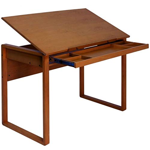 Mechanical Drafting Table Wood Workstation Desk with 5 Partition Wooden Drawer Storage Adjustable Architect Professional Art Craft Reading Writing Sophisticated Workspace Home Office & eBookbyBADAShop