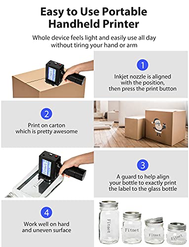 Portable Handheld Inkjet Printer with 4.3 Inch HD LED Touch Screen Intelligent Upgraded Inkjet Coding Machine Quick-Drying Labeler for Date Logo Barcode Number QR Code on Bottle, Support 20 Languages