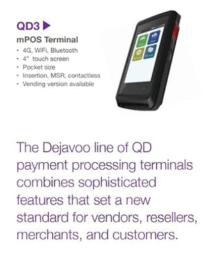 Advantage POS Store Dejavoo QD3 WiFi Credit Card Reader - Small Business, Restaurants, Bars