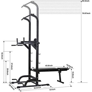 Power Tower Pull Up Dip Station Adjustable Height - Home Gym Tower Strength Training Gym Equipment, Indoor Sit-up Board, Weight-Bearing Squat Rack