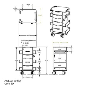 TrippNT Core 6D Cart with White Drawers