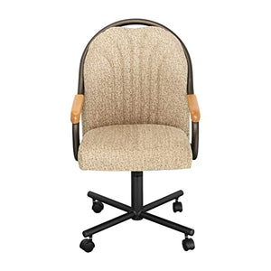 Caster Chair Company Swivel Tilt Caster Arm Chair in Wheat Tweed Fabric
