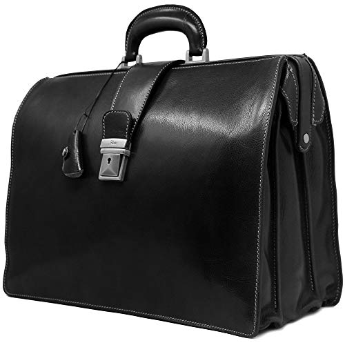 Floto Ciabatta Italian Leather Briefcase Attache (Black)